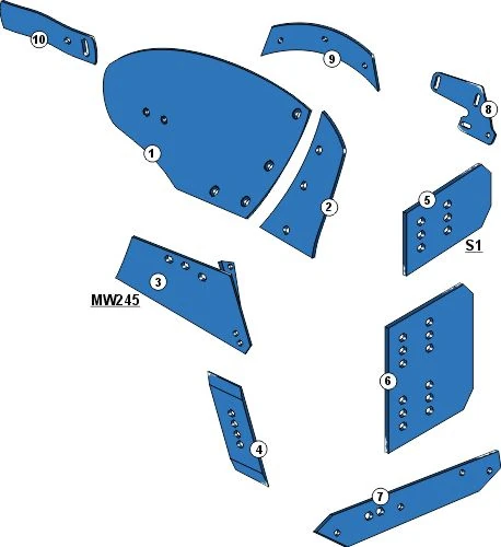 Explosionszeichnung Frost Pflugkörper Typ HW245